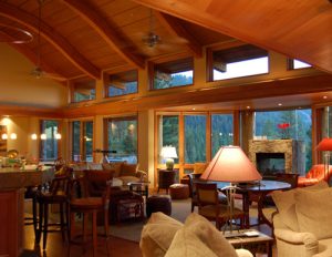 indoor cedar ceiling and windows